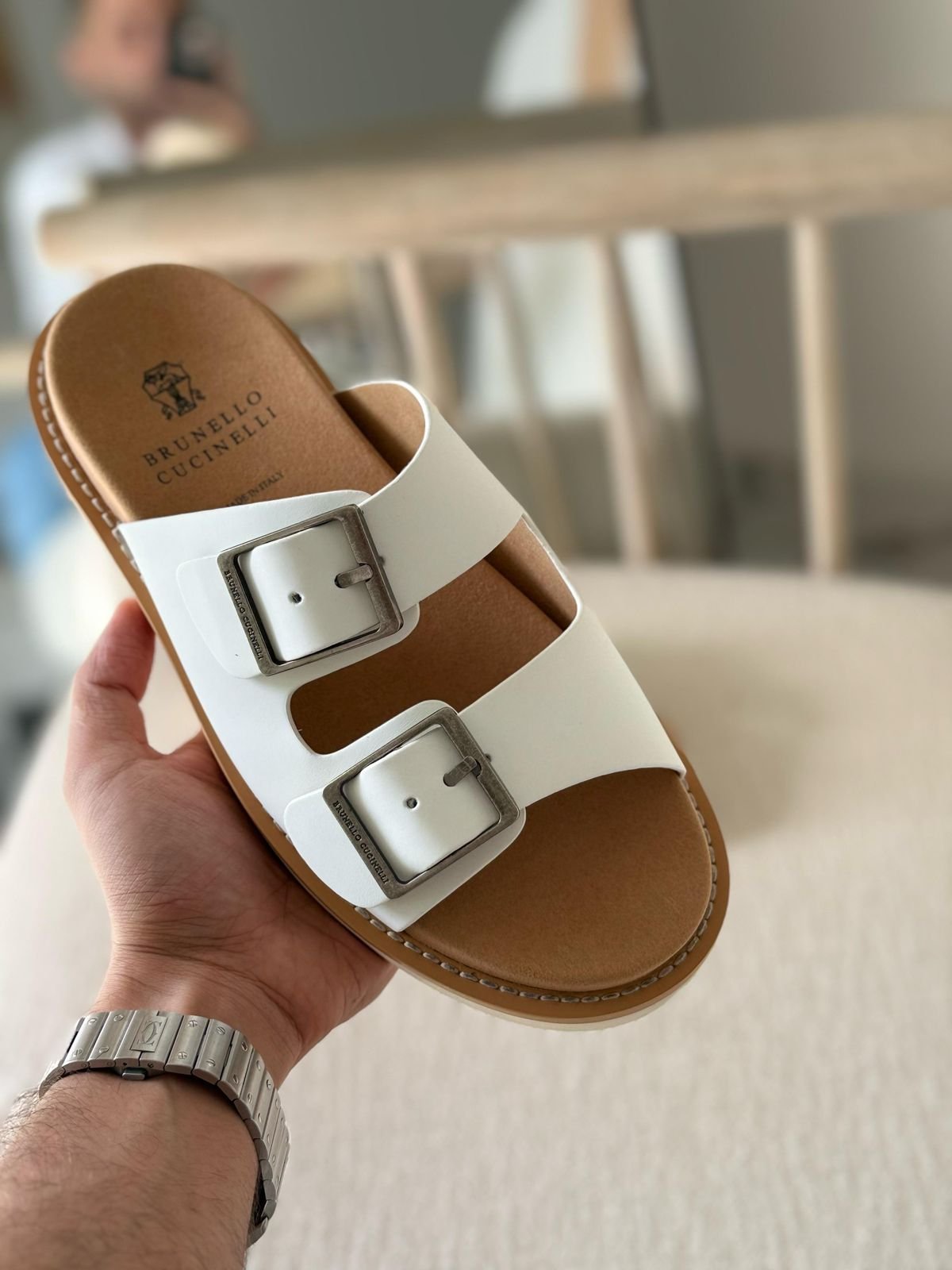 Brunello Cucinelli White Sandals Replica in Dubai | First Copy