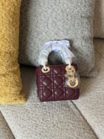 Lady Dior Micro Bag, Burgundy Lambskin, women’s luxury handbag Dubai