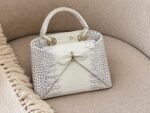 Dior Bow Bag, Cloud White Croc-Embossed, designer handbag for women Dubai