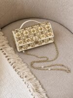 Dior My Dior Mini Bag, Ivory Gold Floral, designer handbag for women Dubai