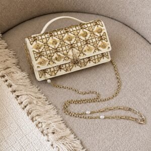 Dior My Dior Mini Bag, Ivory Gold Floral, designer handbag for women Dubai