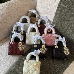 Lady Dior Micro Bag collection in lambskin and patent, women’s luxury handbag Dubai