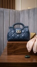 Dior Jolie Top Handle Mini Bag, Midnight Blue, designer handbag for women Dubai