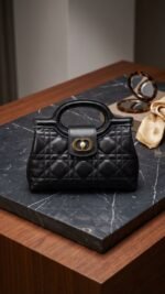 Dior Jolie Top Handle Mini Bag, Noir, luxury handbag Dubai