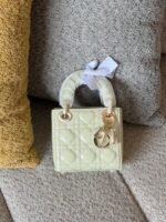 Lady Dior Micro Bag, Pale Yellow Patent, designer handbag for women Dubai