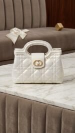 Dior Jolie Top Handle Mini Bag, Pearl White, women’s luxury handbag Dubai