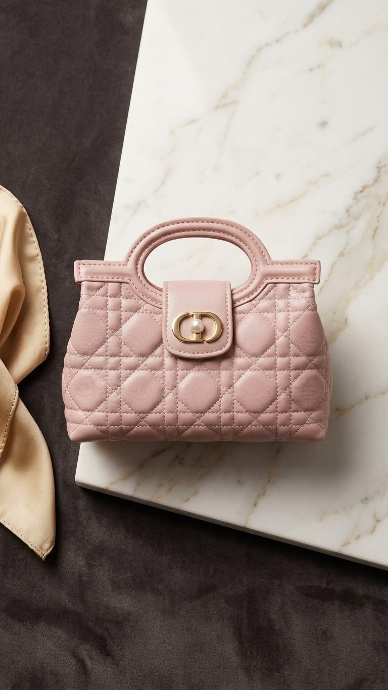 Dior Jolie Top Handle Mini Bag, Powder Pink, designer handbag for women Dubai