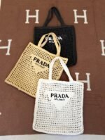 Prada Crochet Raffia Tote Bag - Image 2