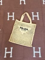 Prada Crochet Raffia Tote Bag - Image 5
