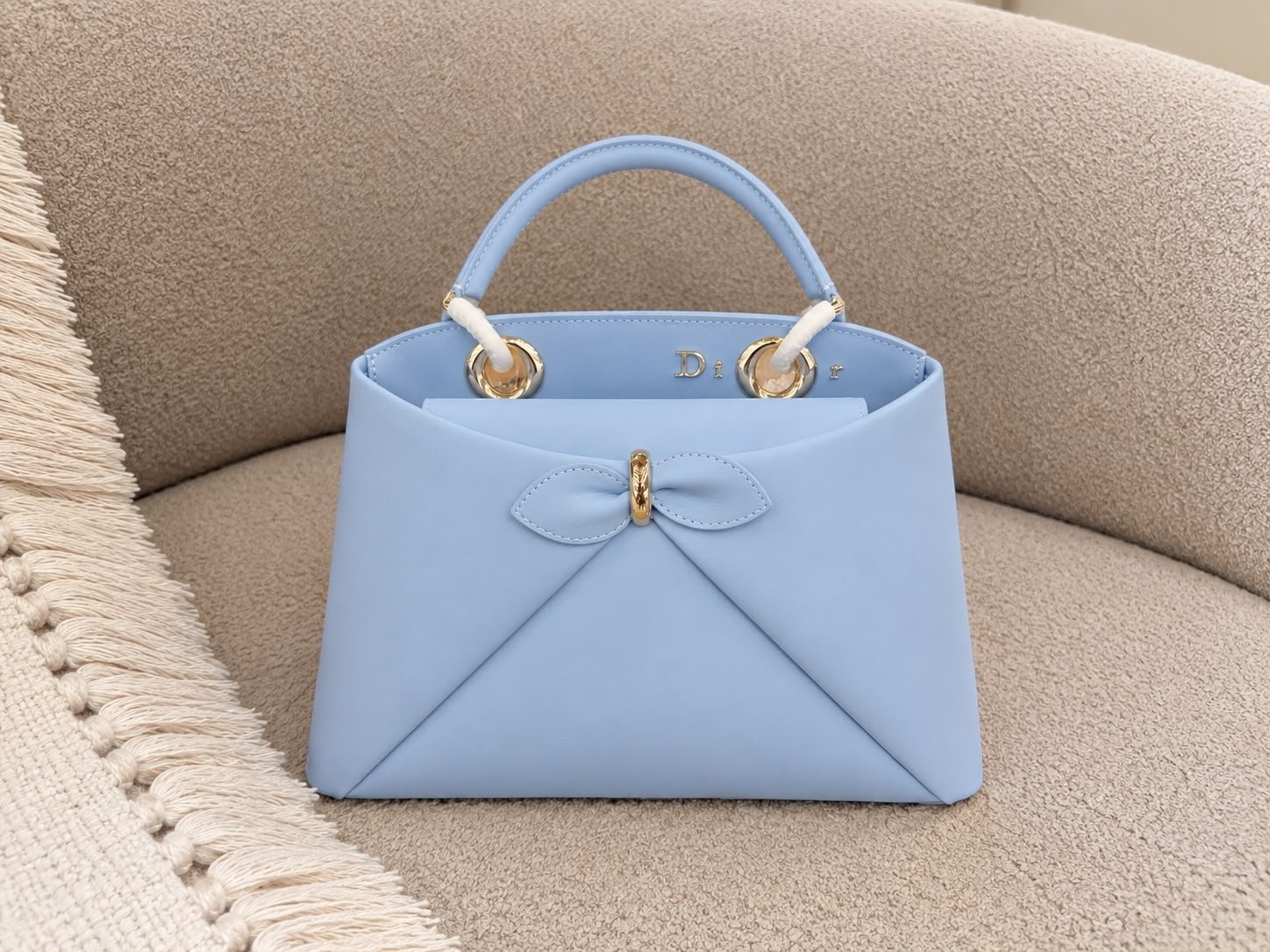Sky Blue Dior Bow Bag, Sky Blue, luxury handbag Dubai